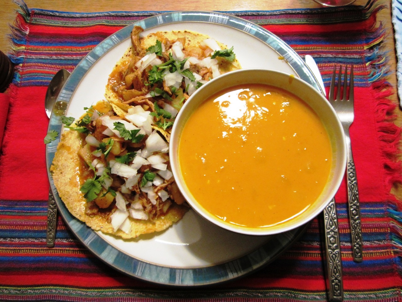 Squash soup and tacos